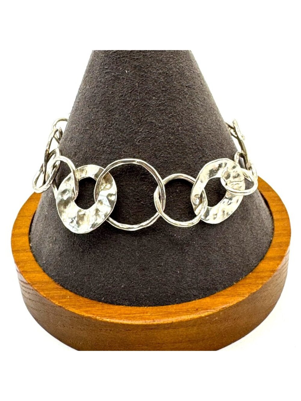 Sterling Silver 925 Circle Disc Chain Bracelet Lobster Clasp Size 8.75" Length